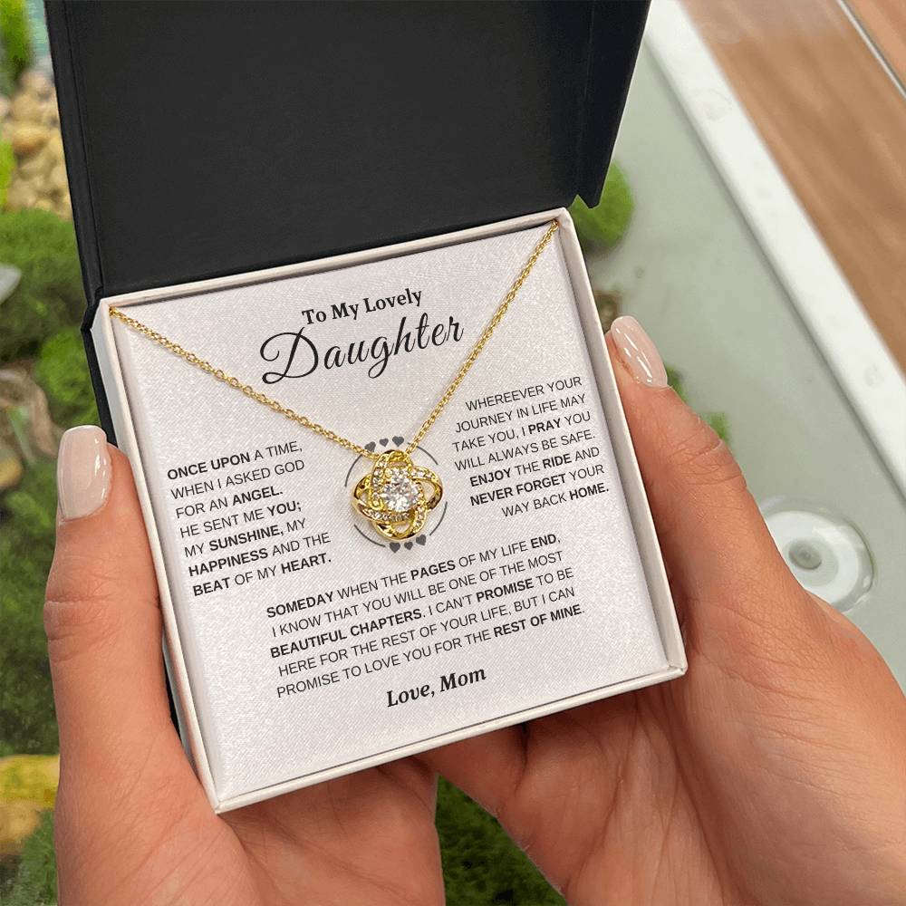 To My Lovely Daughter, Love Mom | Love Knot Necklace