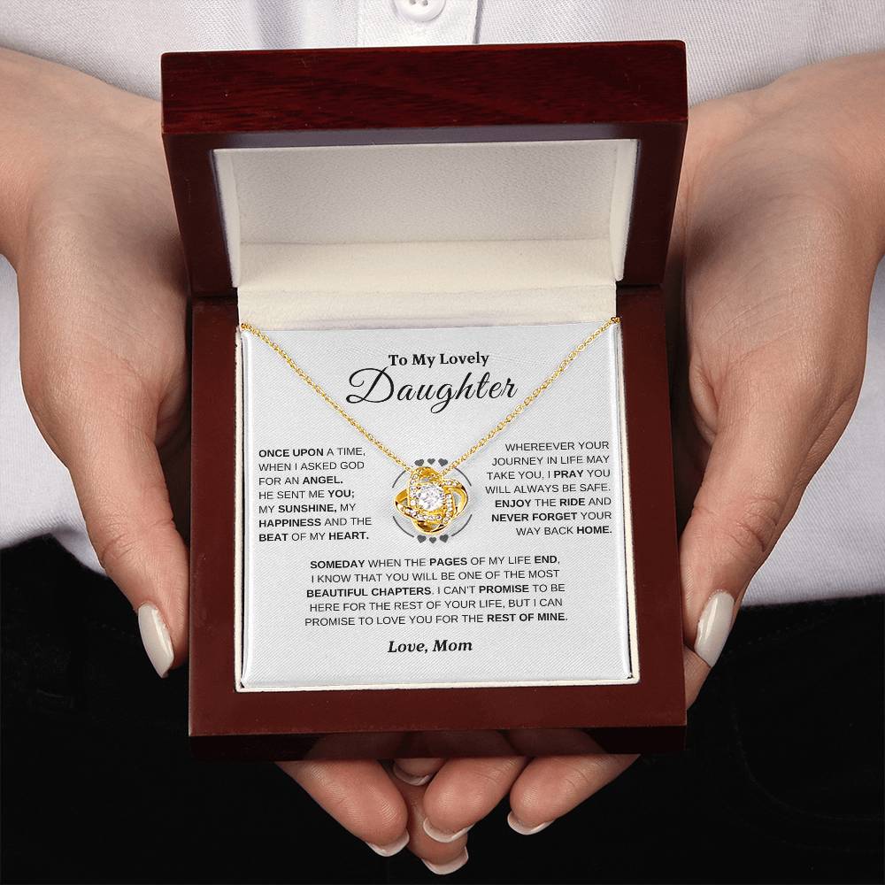 To My Lovely Daughter, Love Mom | Love Knot Necklace
