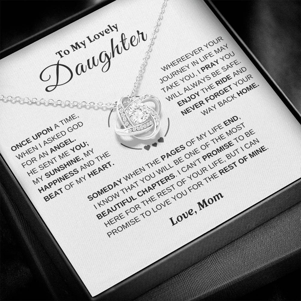 To My Lovely Daughter, Love Mom | Love Knot Necklace